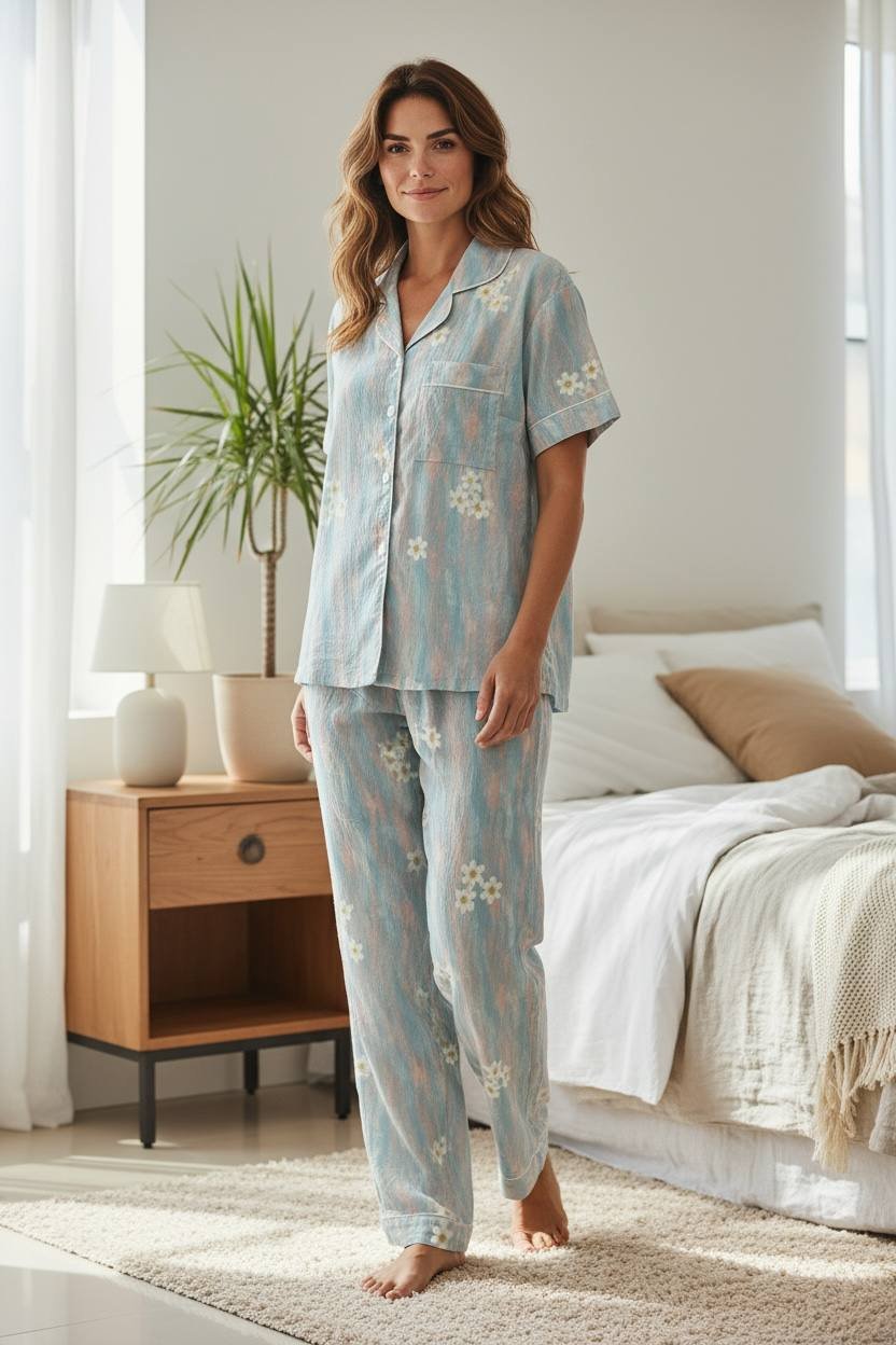 Serene Bloom Lounge Pajama Set – 2PCS Button-Up Floral Sleepwear Serene Bloom Lounge Pajama Set – 2PCS Button-Up Floral Sleepwear
