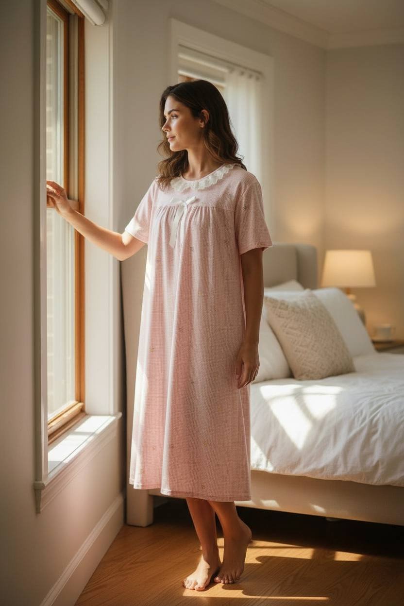 Soft Bloom Lace-Trim Nightdress for Women Soft Bloom Lace-Trim Nightdress for Women