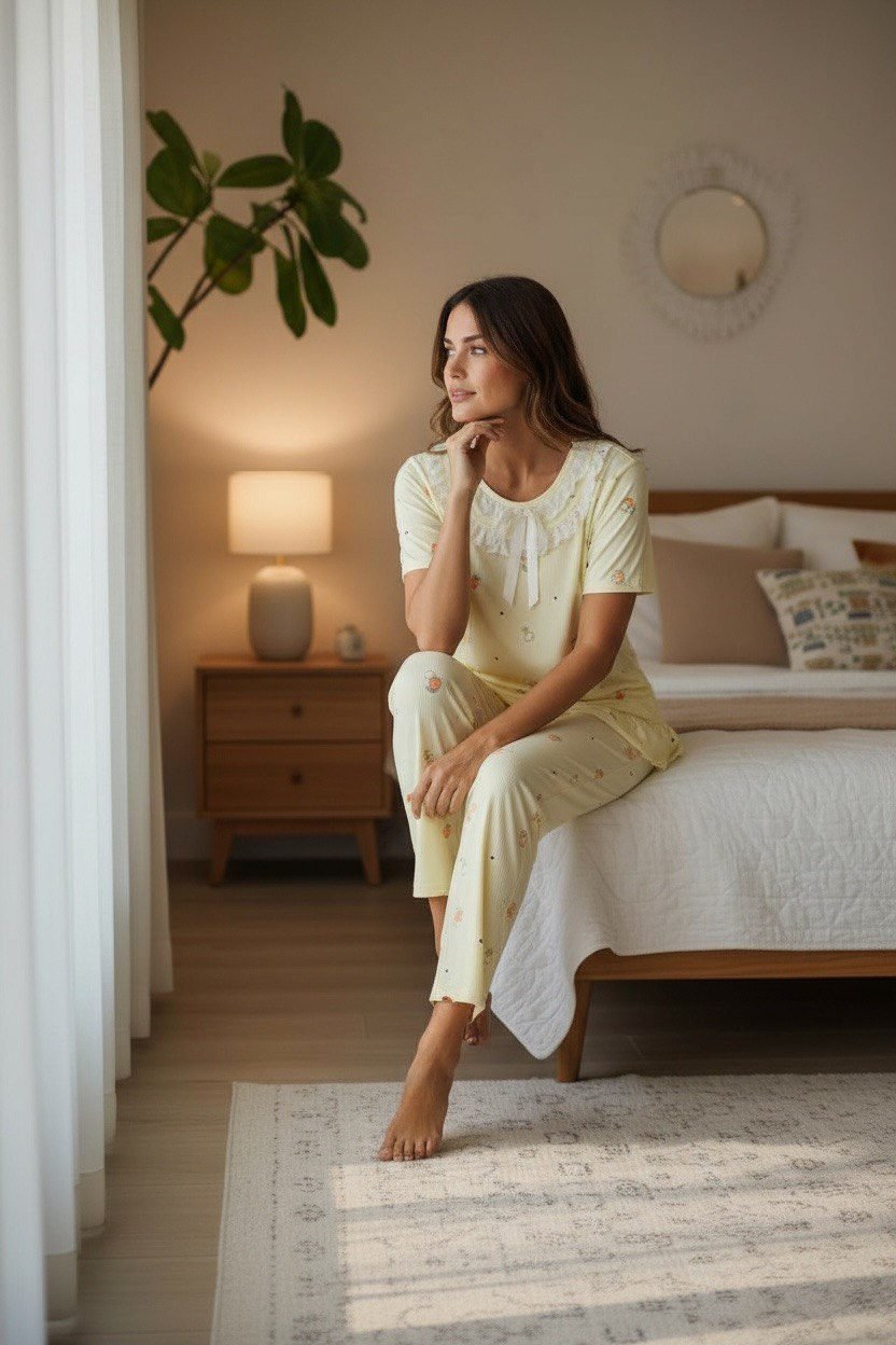 Sweet Orchard Three-Piece Pajama Set for Women Sweet Orchard Three-Piece Pajama Set for Women
