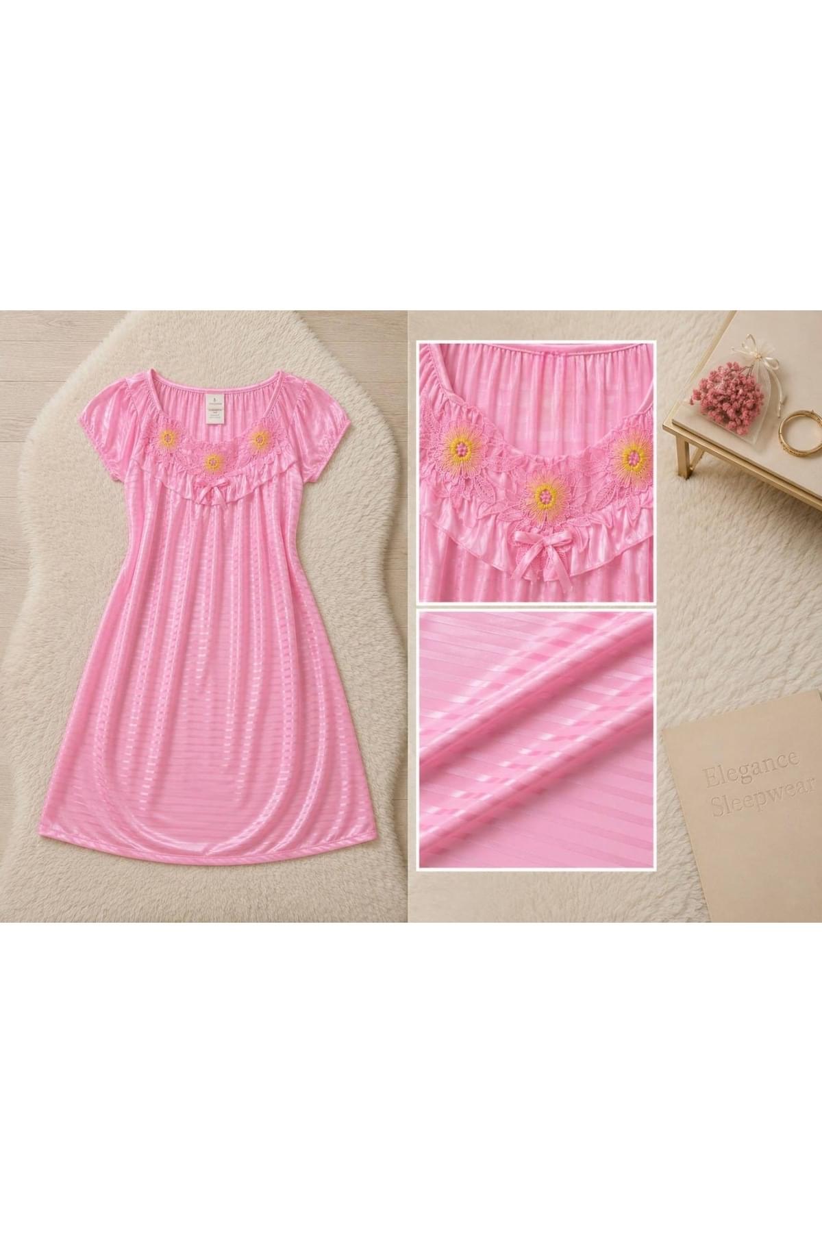 Generic Brands Women’s Satin Short Sleeve Nightgown with Floral Embroidery – Elegant Sleepwear Generic Brands Women’s Satin Short Sleeve Nightgown with Floral Embroidery – Elegant Sleepwear