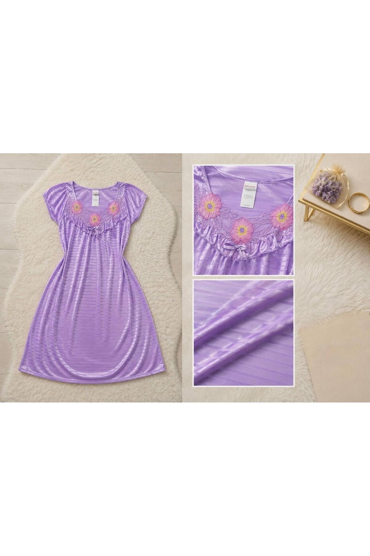 Generic Brands Women’s Satin Short Sleeve Nightgown with Floral Embroidery – Elegant Sleepwear Generic Brands Women’s Satin Short Sleeve Nightgown with Floral Embroidery – Elegant Sleepwear