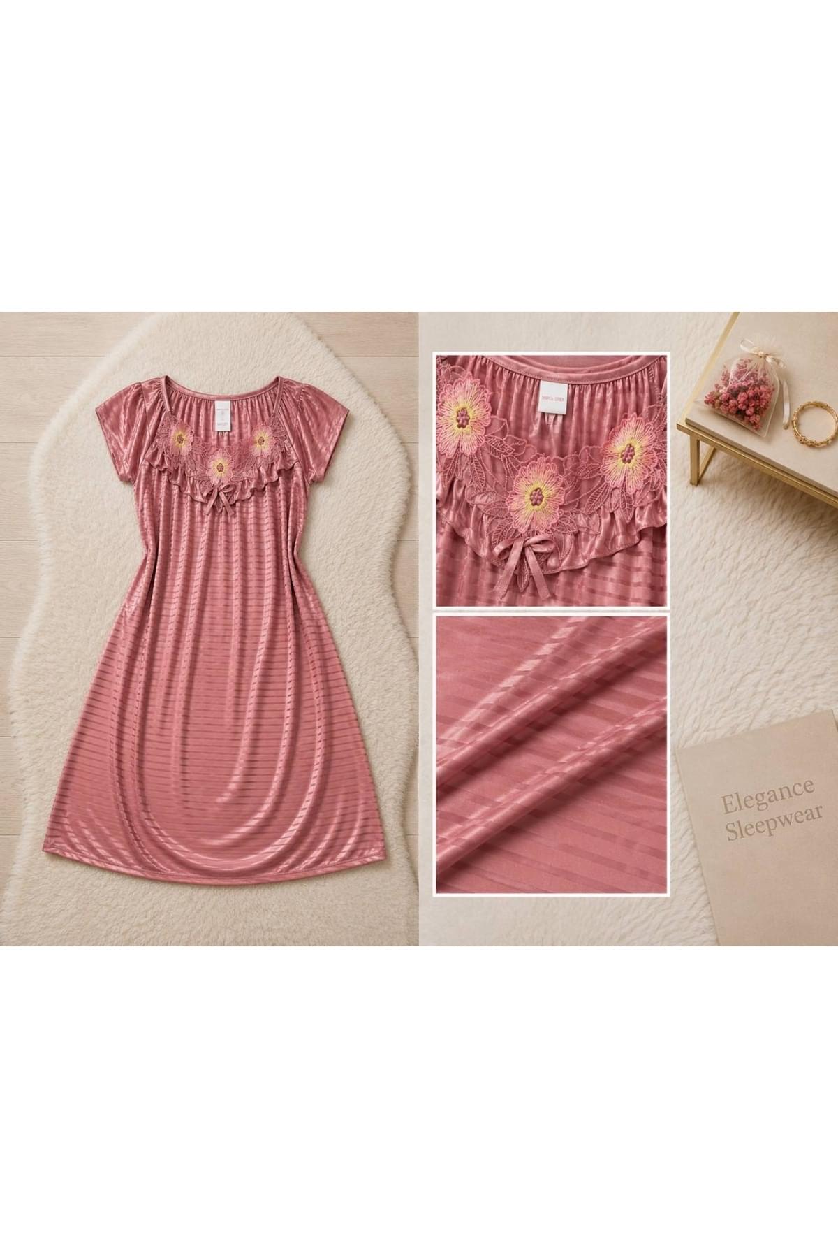 Generic Brands Women’s Satin Short Sleeve Nightgown with Floral Embroidery – Elegant Sleepwear Generic Brands Women’s Satin Short Sleeve Nightgown with Floral Embroidery – Elegant Sleepwear
