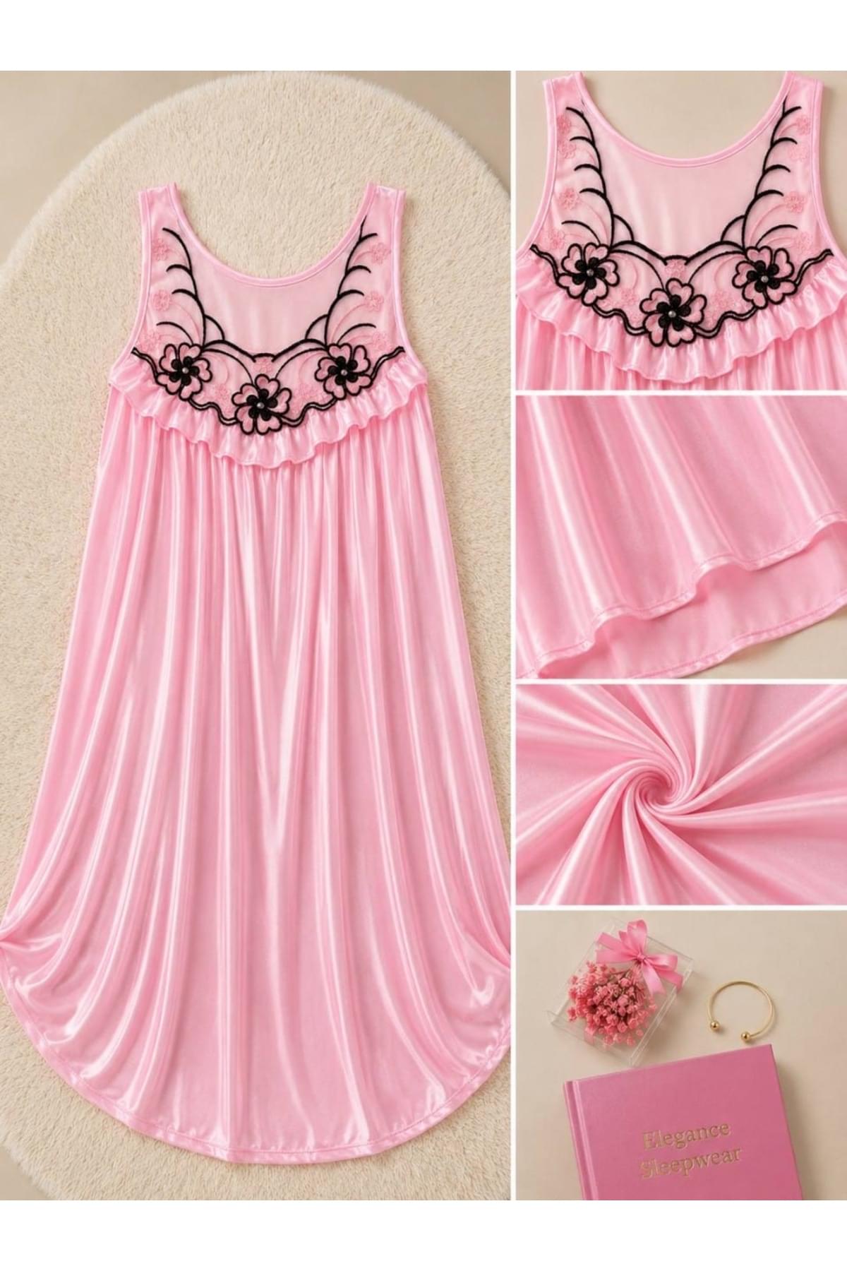Generic Brands Women’s Satin Sleeveless Nightgown with Floral Lace – Soft & Elegant Sleepwear Generic Brands Women’s Satin Sleeveless Nightgown with Floral Lace – Soft & Elegant Sleepwear