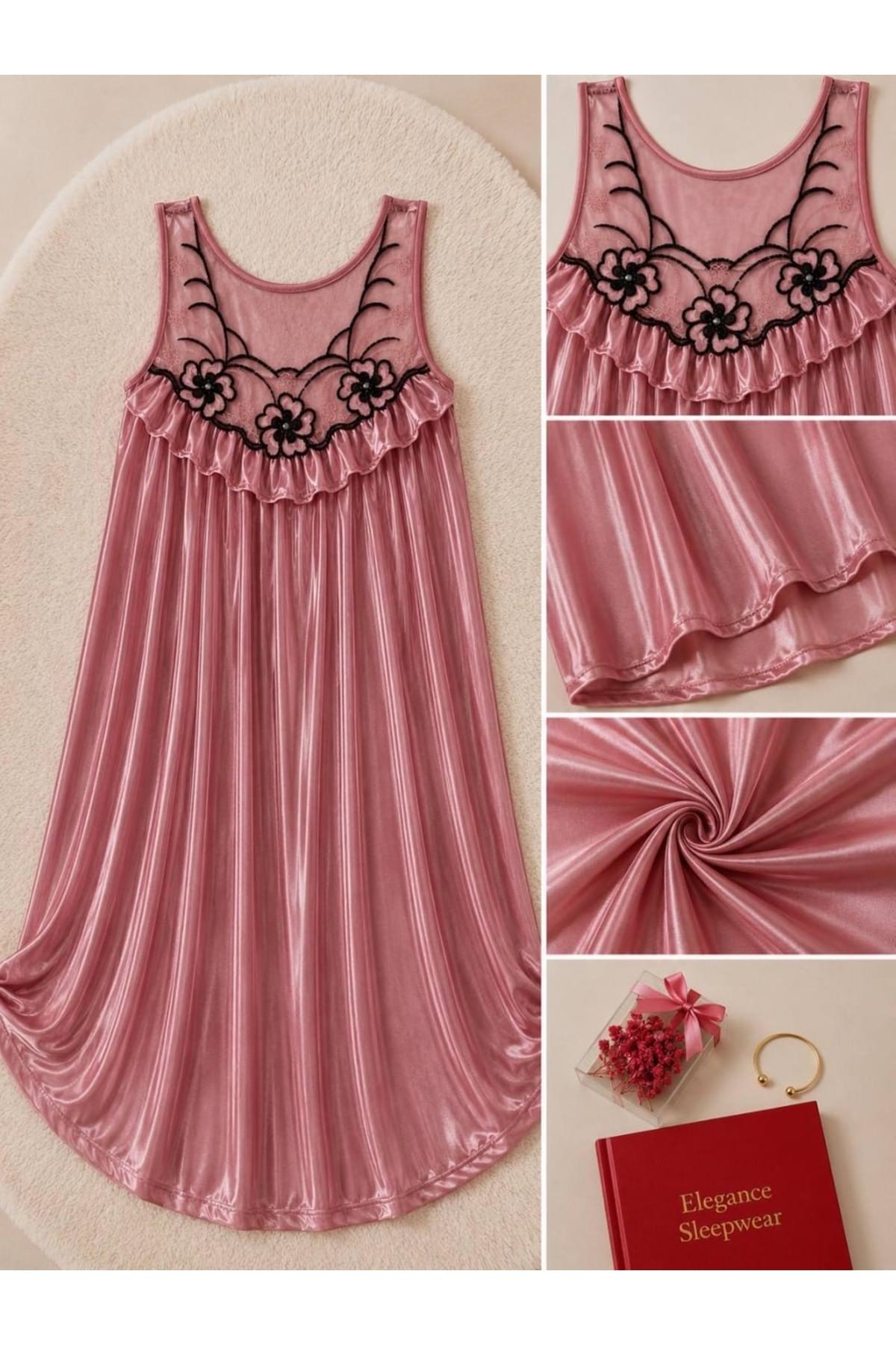 Generic Brands Women’s Satin Sleeveless Nightgown with Floral Lace – Soft & Elegant Sleepwear Generic Brands Women’s Satin Sleeveless Nightgown with Floral Lace – Soft & Elegant Sleepwear