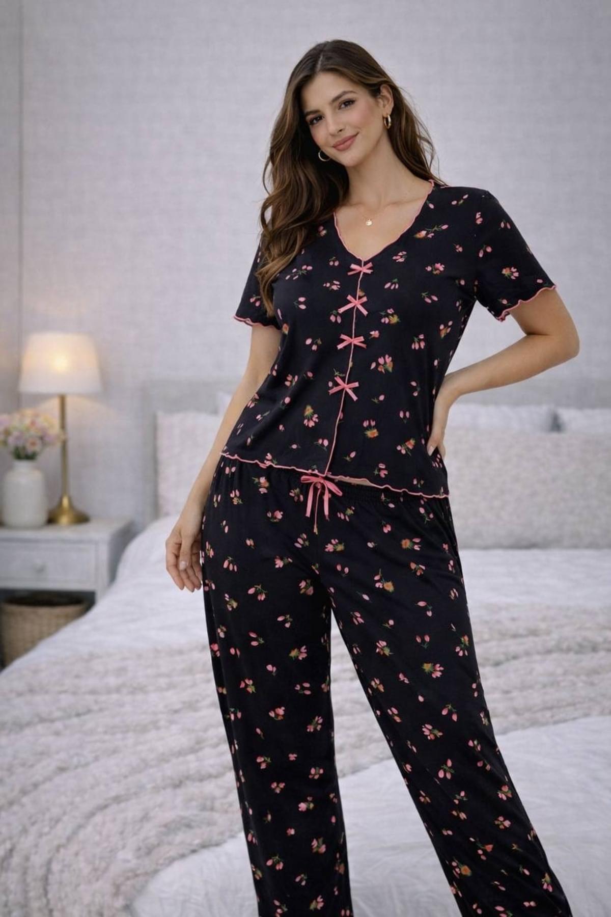 pajama set Cherry Blossom Bow Crop Top pajama set Cherry Blossom Bow Crop Top