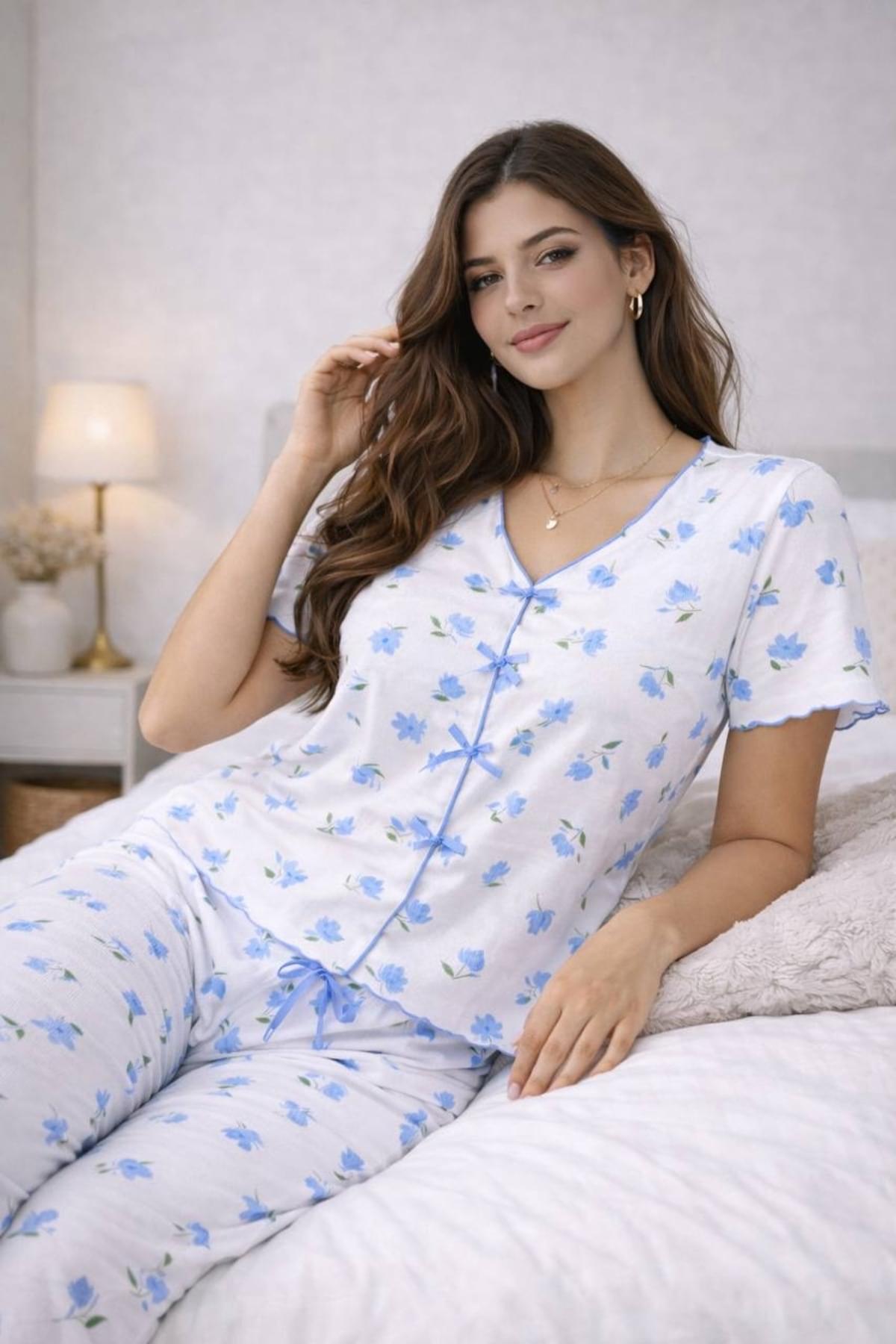 pajama set FlORAL BOW TIE Soft Crop Top pajama set FlORAL BOW TIE Soft Crop Top